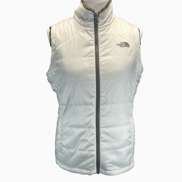 The North Face Women M Mossbud Insulated Reversible Vest Cream Brown Granolagirl - Picture 1 of 10